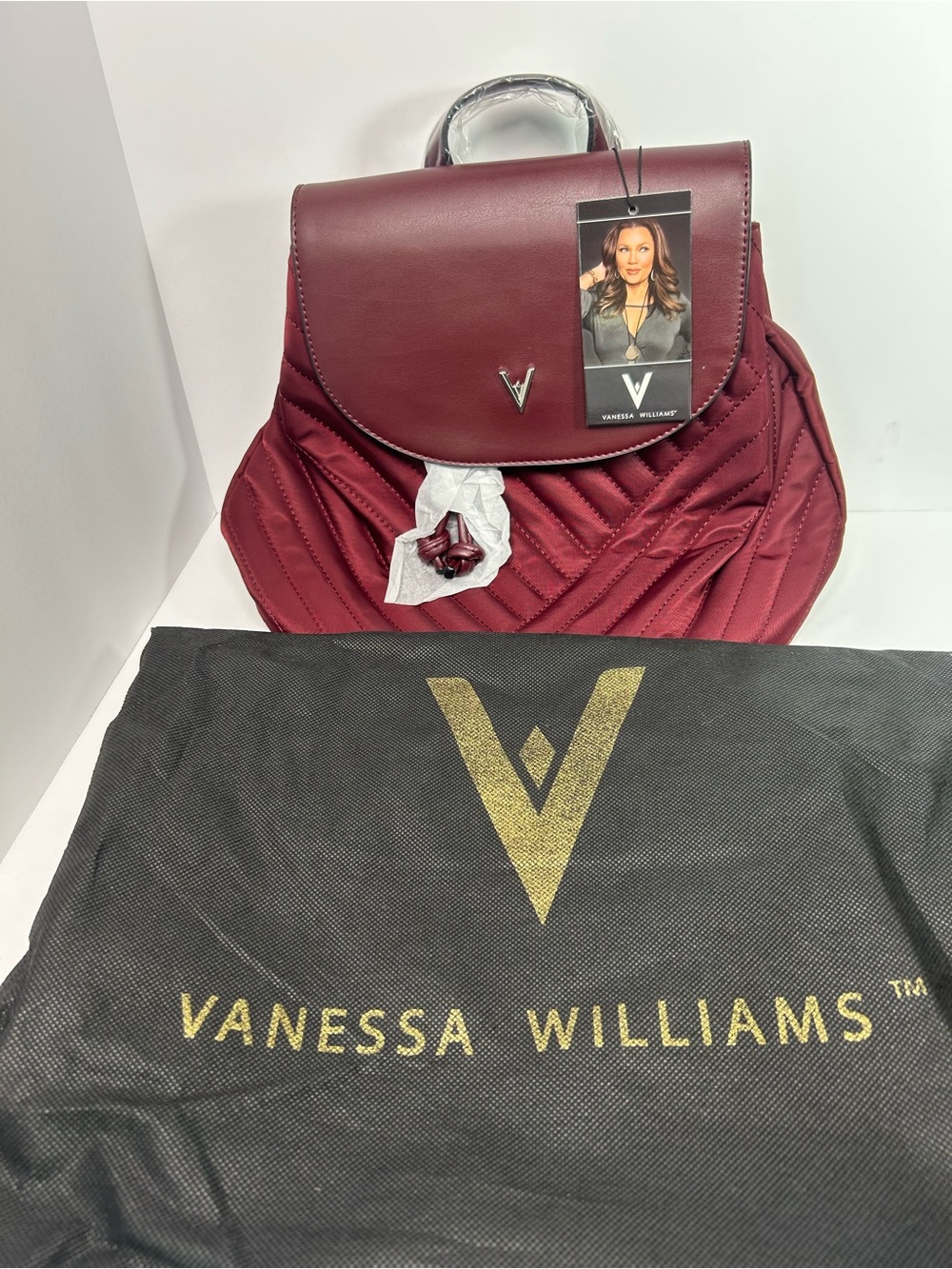 Vanessa Williams Quilted Backpack in Deep Wine